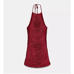 Zara Short Halter Fringe Dress | Red Party Dress XS NWT VIRAL